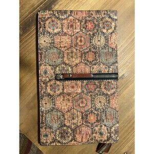 Printed Hexagon Pattern Clutch Wristlet in Brown and Tan